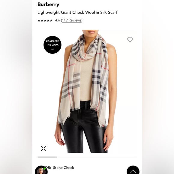 Authentic Burberry Lightweight Giant Check Wool & Silk Scarf in Stone Check - Picture 3 of 3